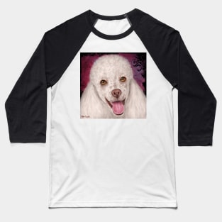 Painting of a White Mini Poodle Smiling Baseball T-Shirt